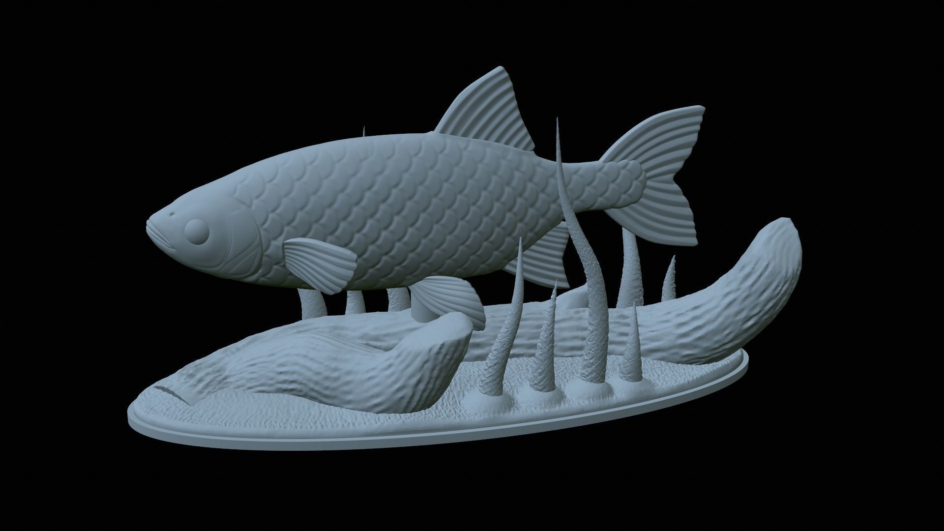 fish common rudd statue underwater detailed texture 3D print model_20
