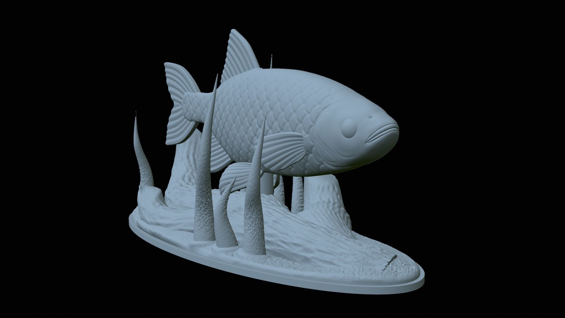 fish common rudd statue underwater detailed texture 3D print model_13