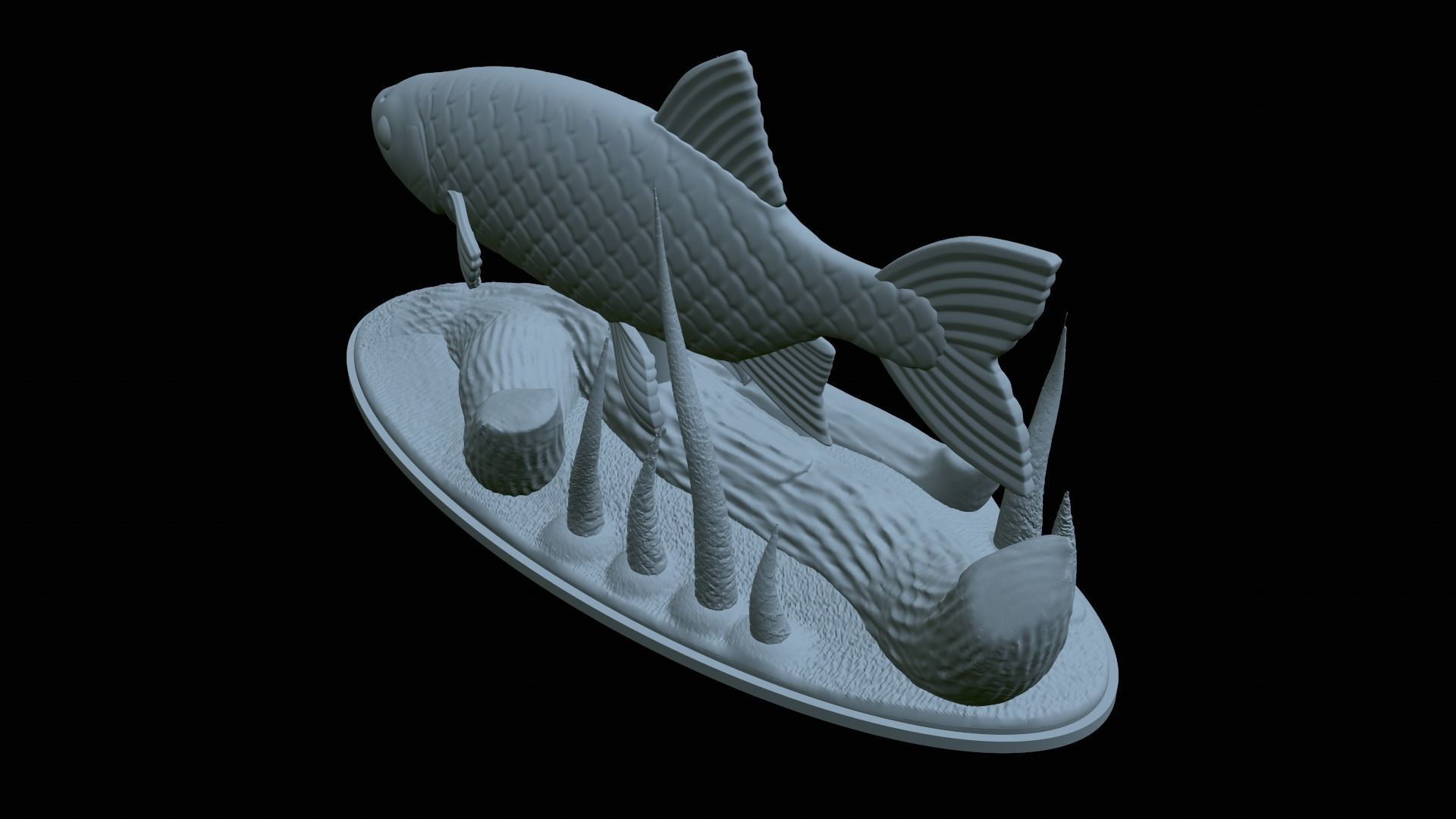 fish common rudd statue underwater detailed texture 3D print model_8