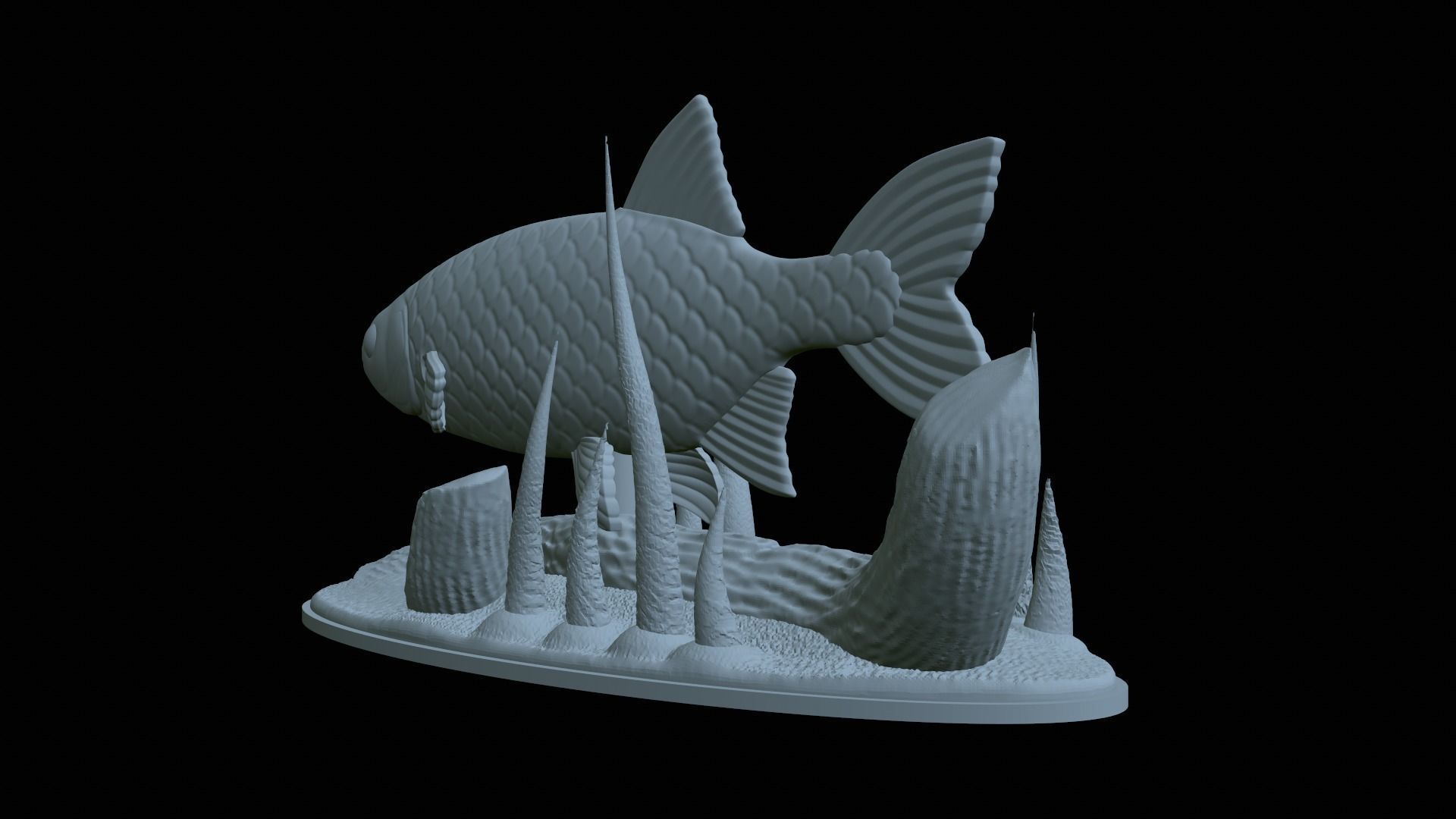 fish common rudd statue underwater detailed texture 3D print model_19