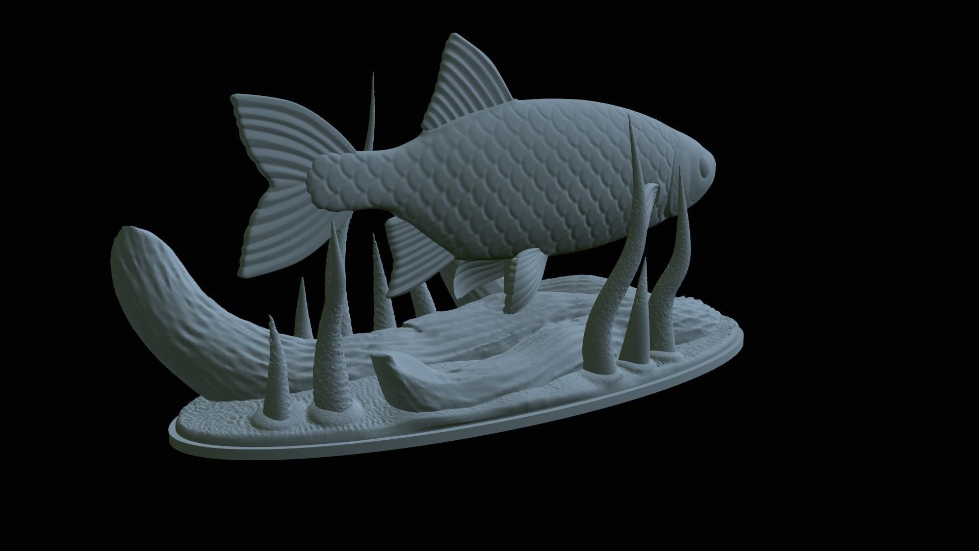 fish common rudd statue underwater detailed texture 3D print model_21