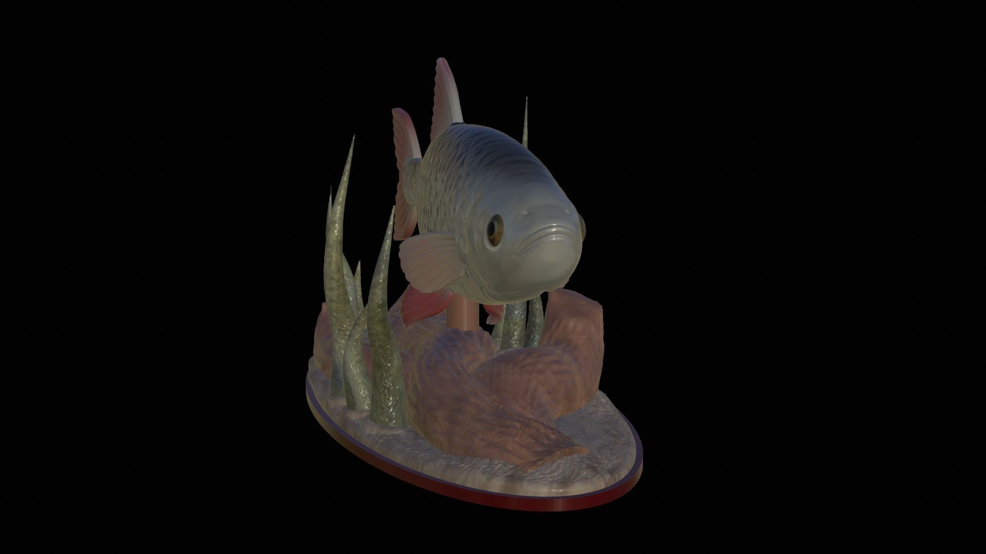 fish common rudd statue underwater detailed texture 3D print model_9