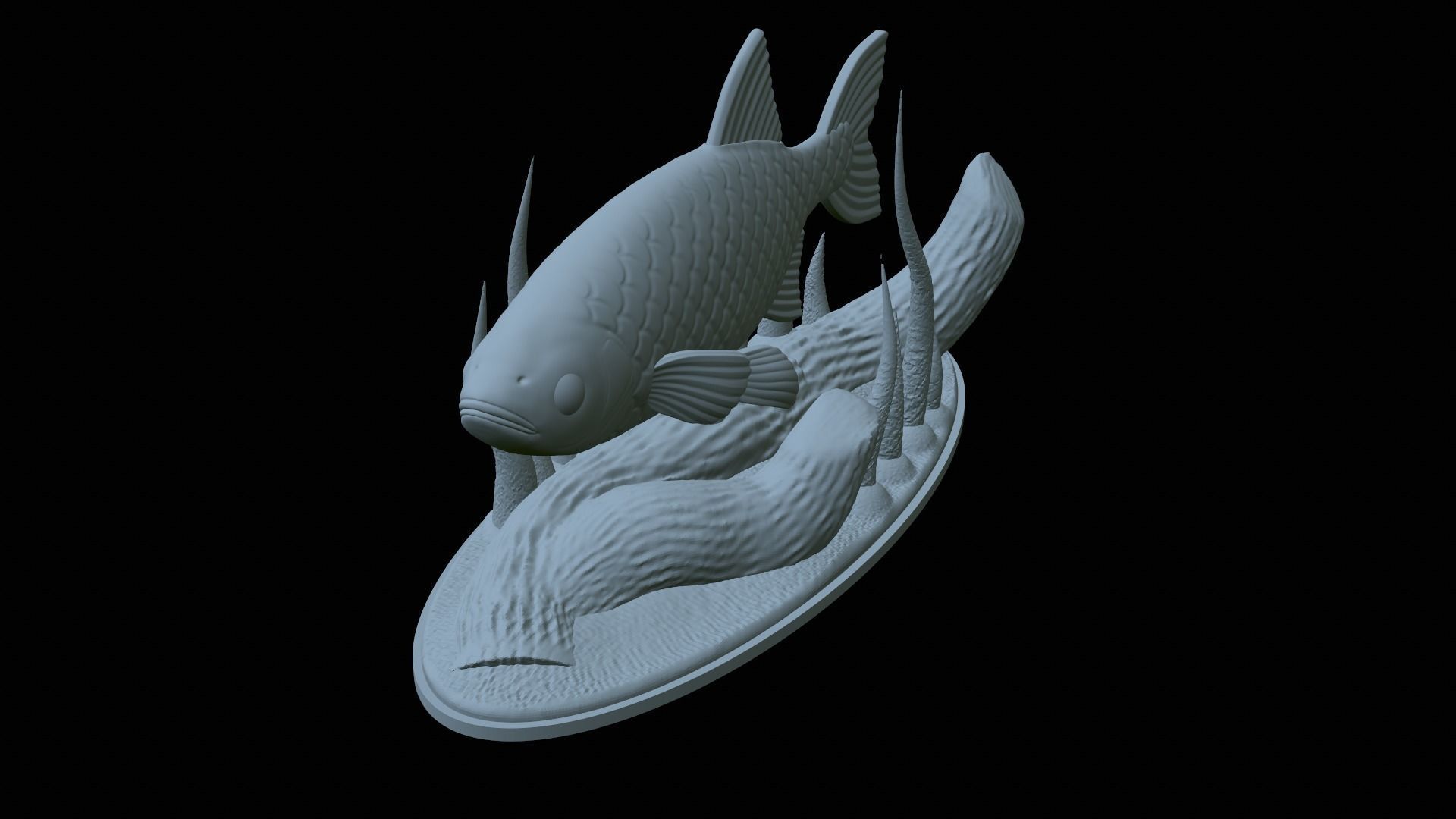 fish common rudd statue underwater detailed texture 3D print model_3