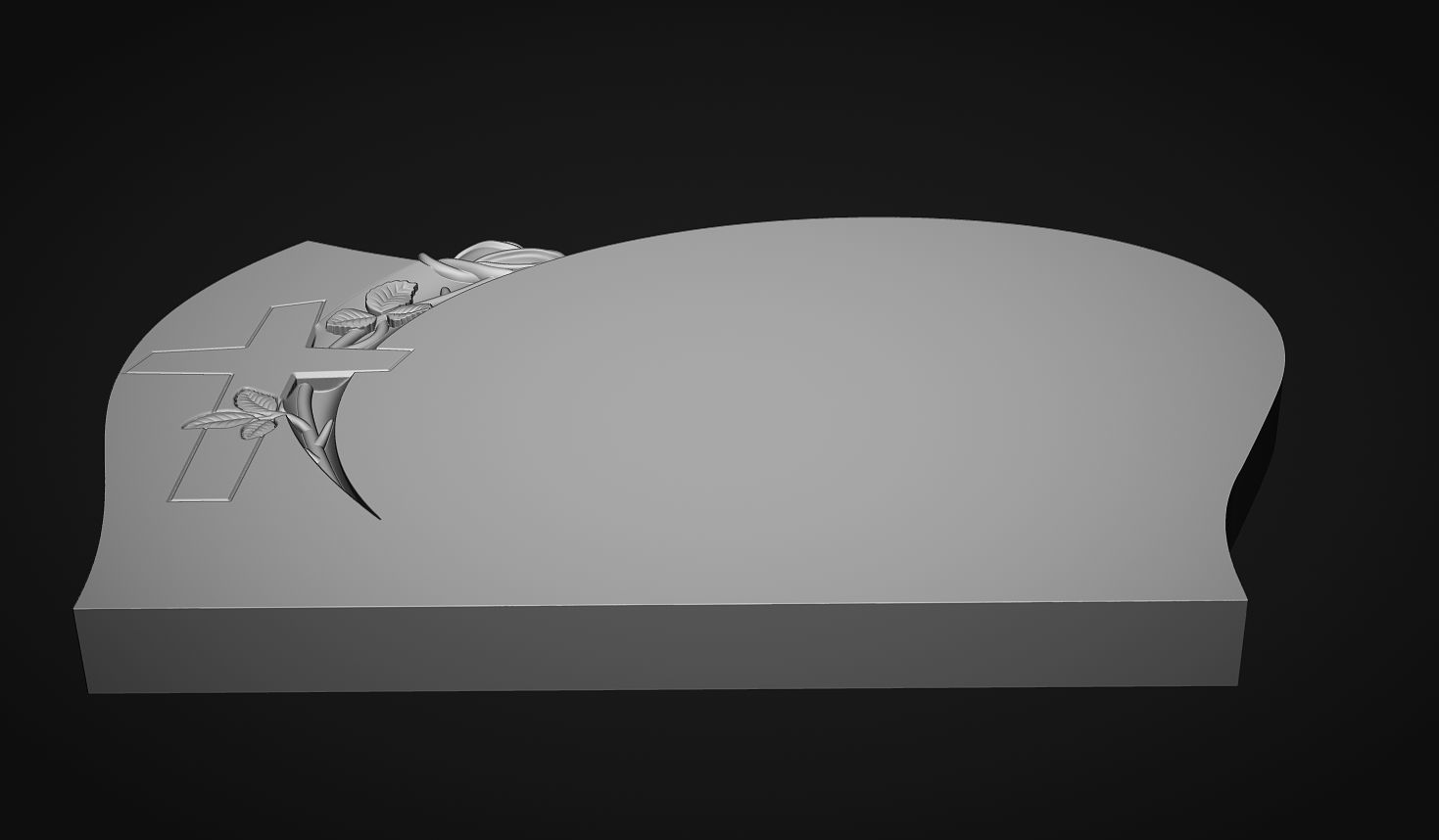 Memorial Tombstone with rose 3D print model_4