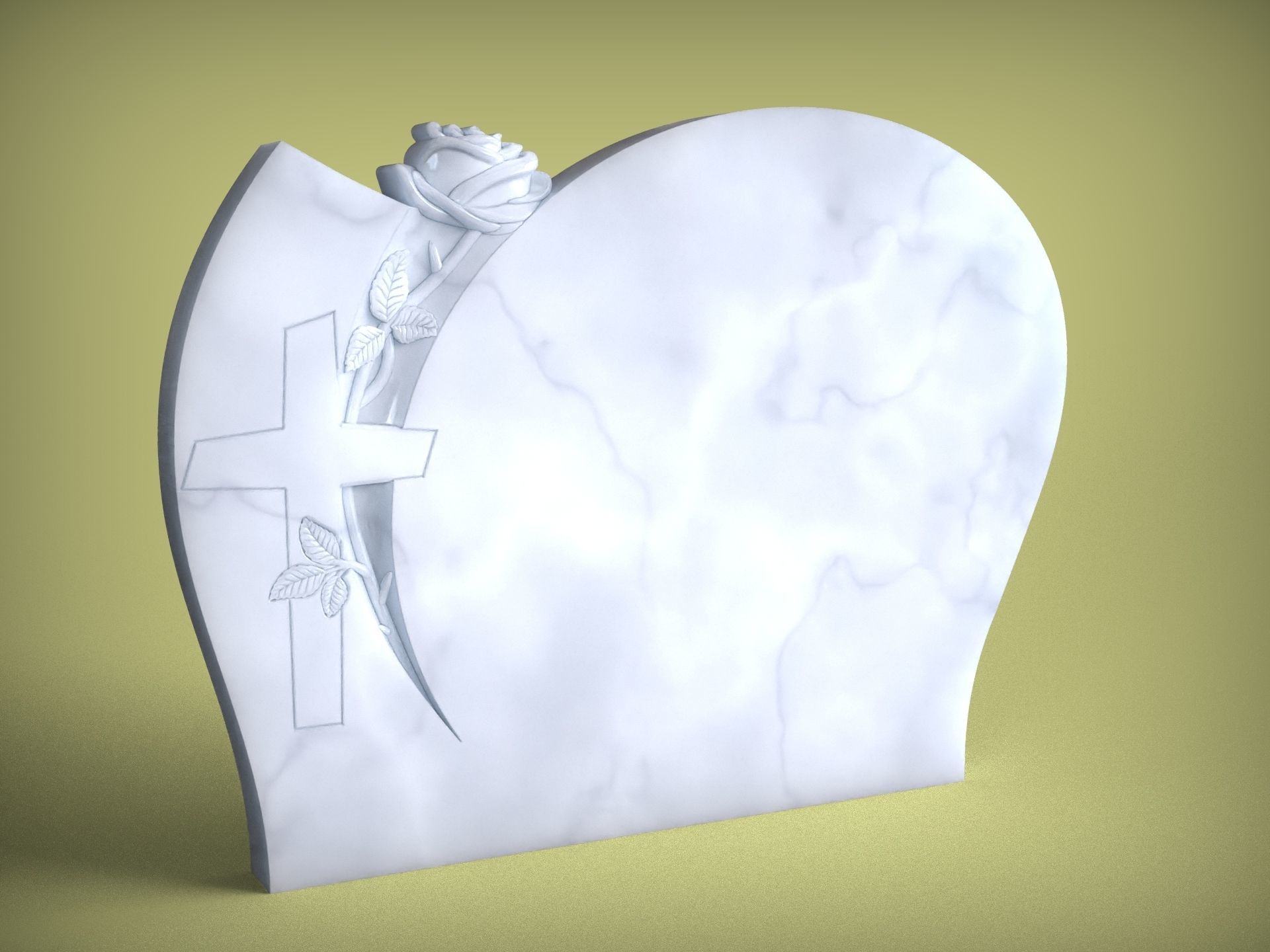 Memorial Tombstone with rose 3D print model_10
