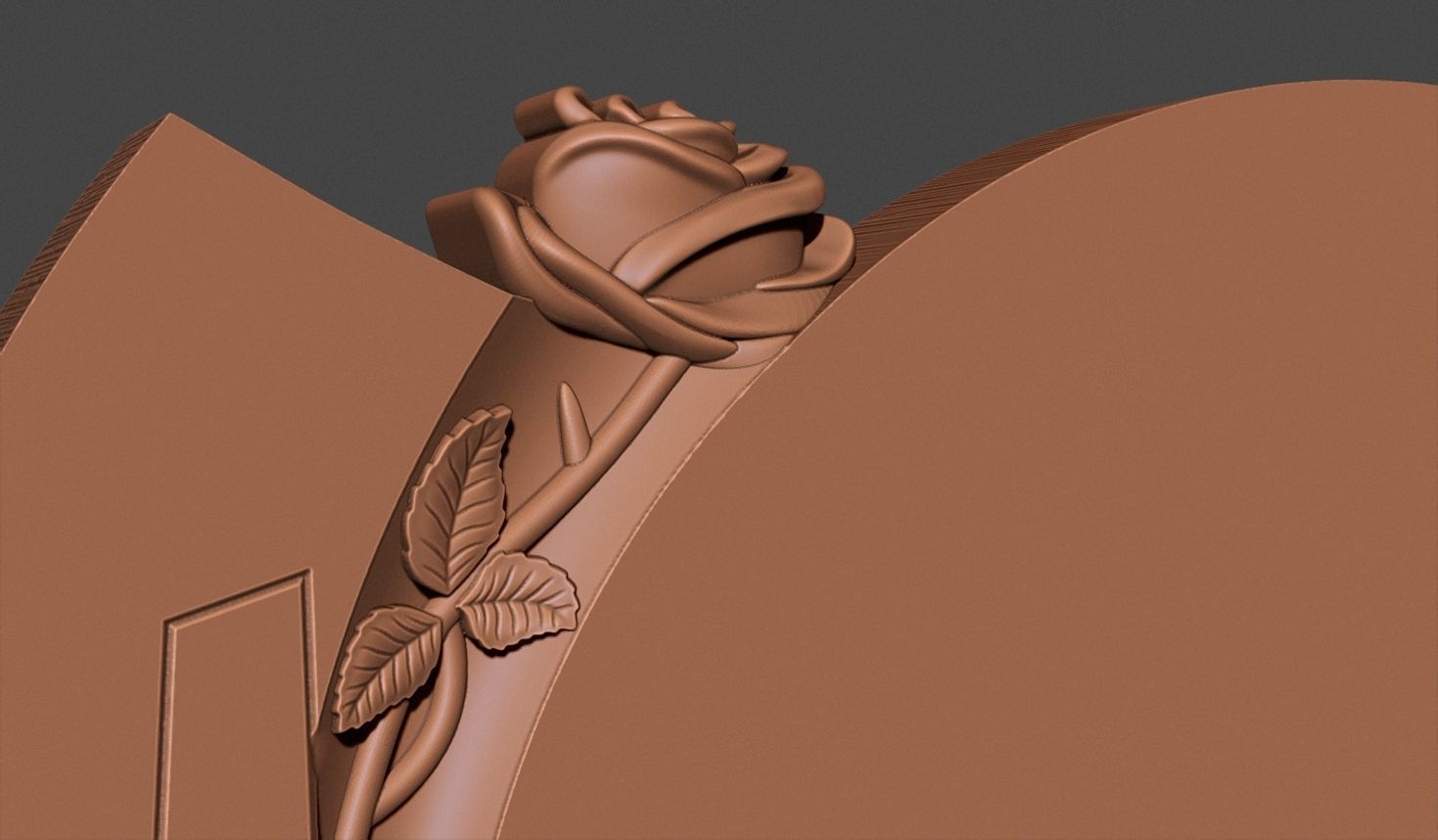 Memorial Tombstone with rose 3D print model_9