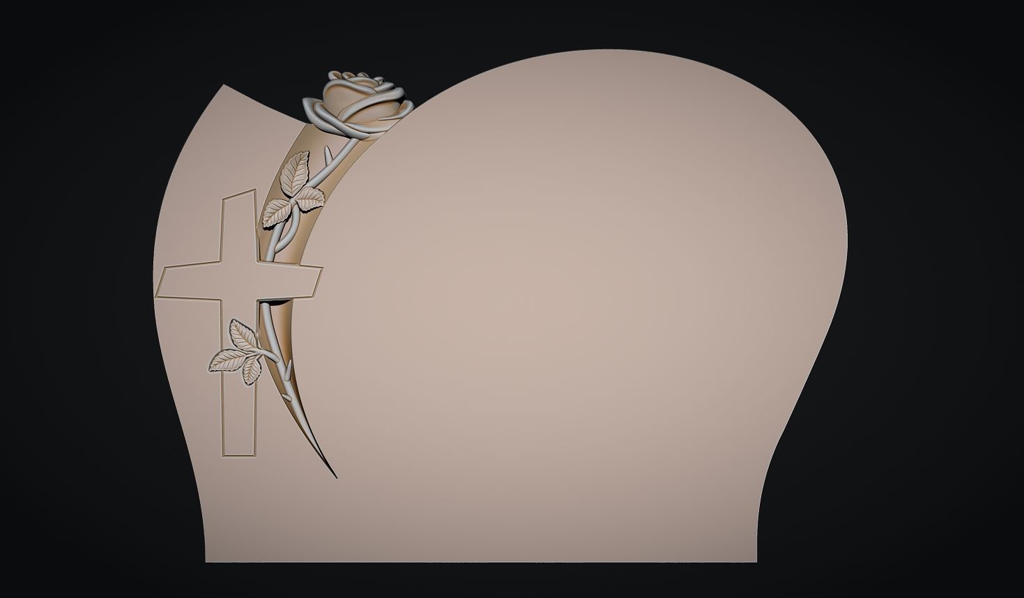 Memorial Tombstone with rose 3D print model_6