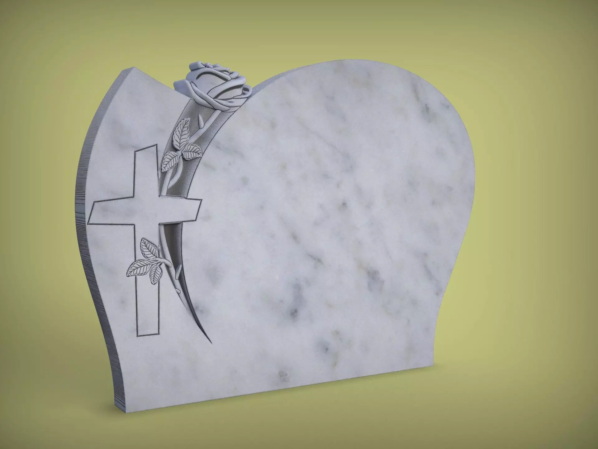 Memorial Tombstone with rose 3D print model_0