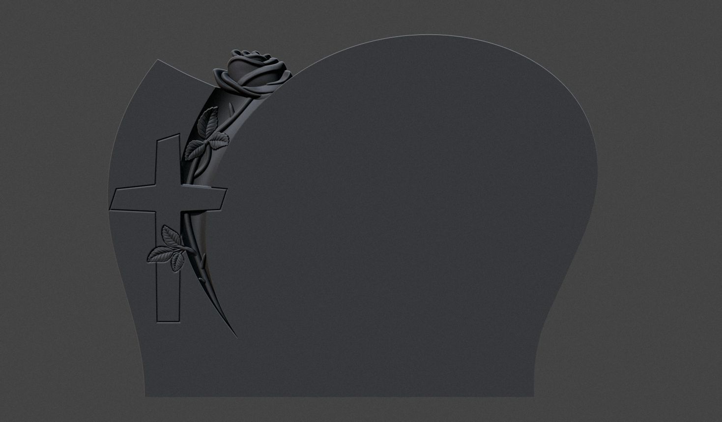 Memorial Tombstone with rose 3D print model_7