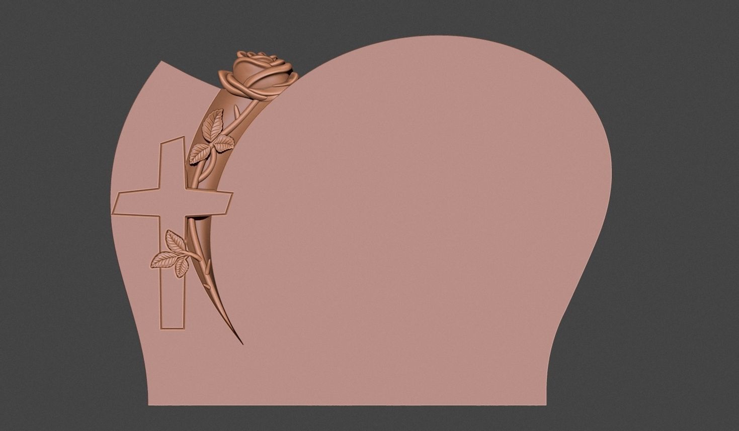 Memorial Tombstone with rose 3D print model_8