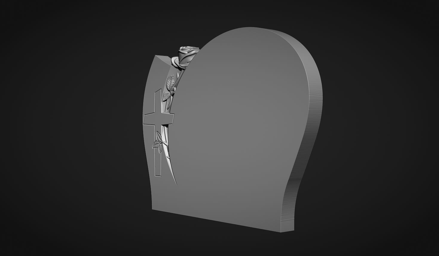 Memorial Tombstone with rose 3D print model_3