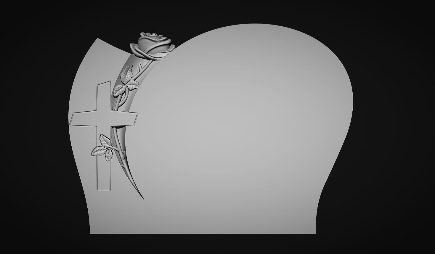 Memorial Tombstone with rose 3D print model_1