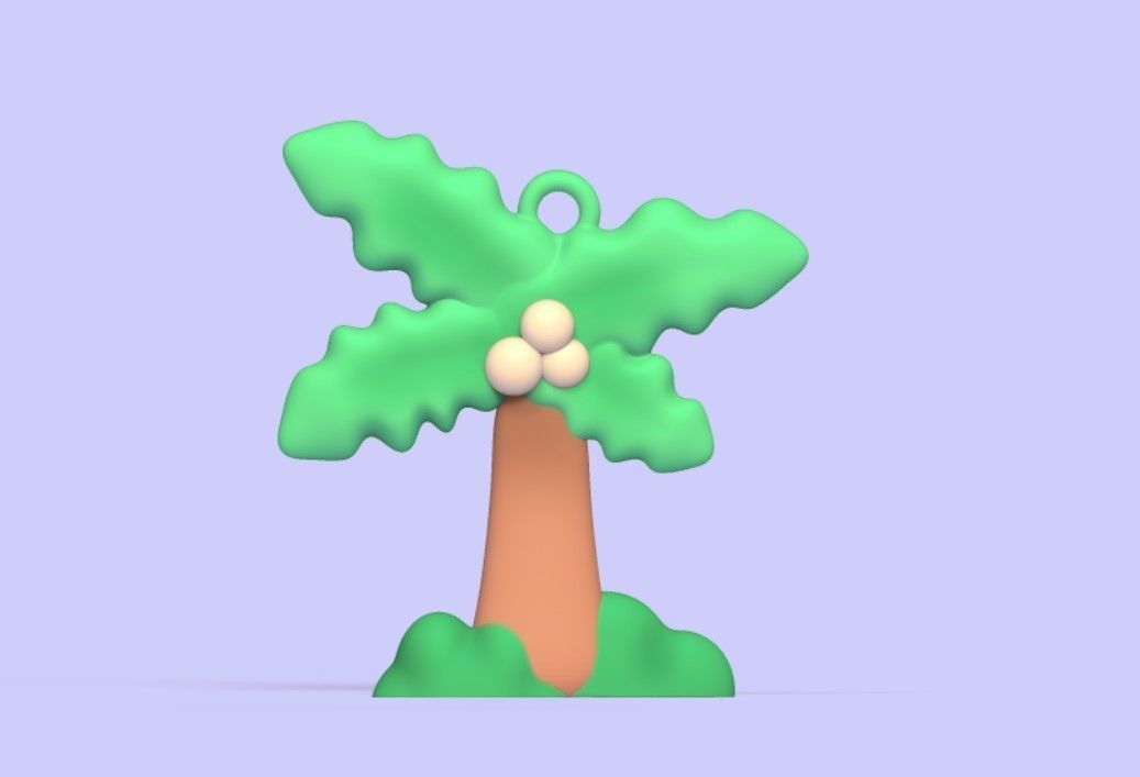 Coconut Tree Keychain 3D print model_1