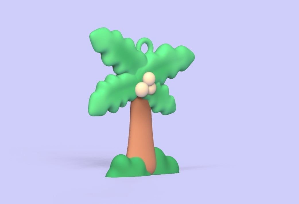 Coconut Tree Keychain 3D print model_2
