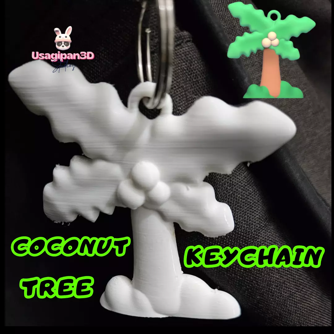 Coconut Tree Keychain 3D print model_0