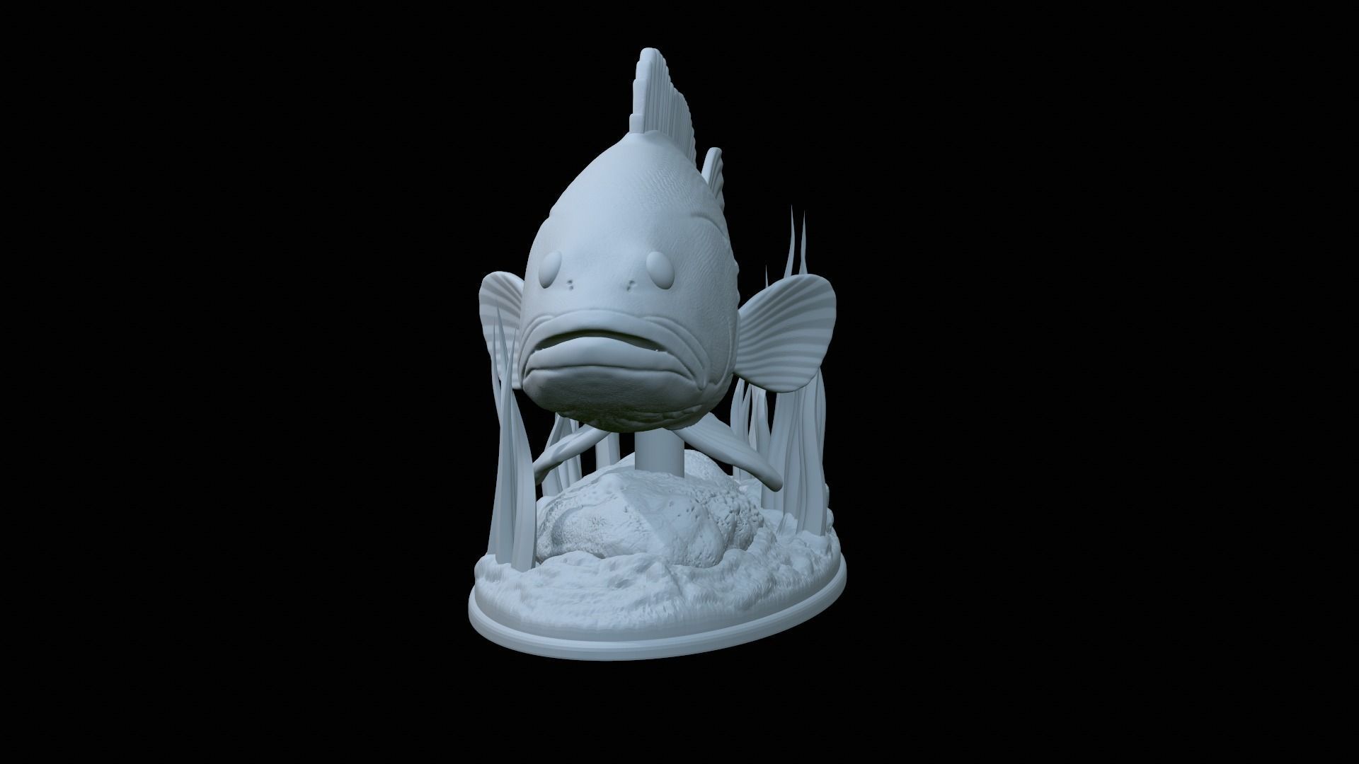 fish dusky grouper statue underwater detailed texture 3D print model_26