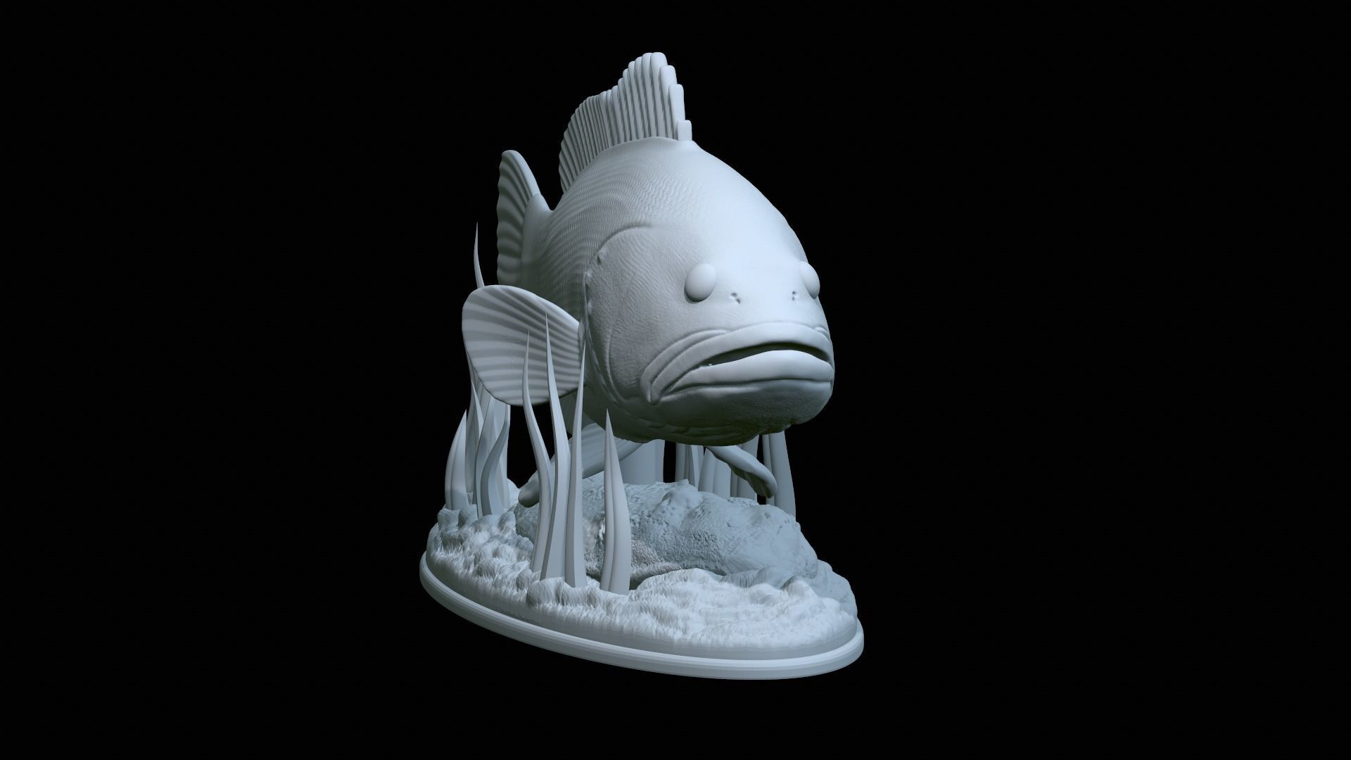 fish dusky grouper statue underwater detailed texture 3D print model_8
