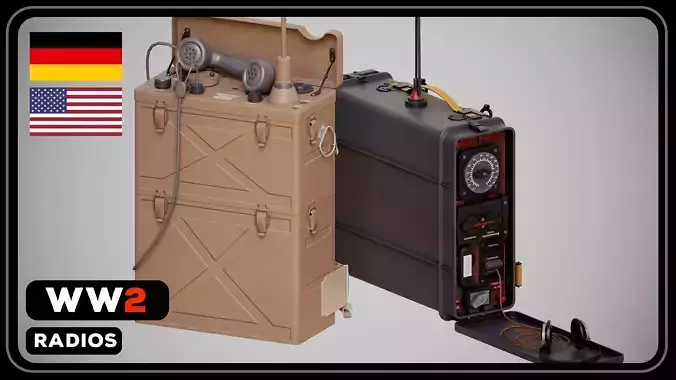 WW2 Faction US AND GERMANY Radios SCR-300  Feldfunksprecher F 3D Model Collection