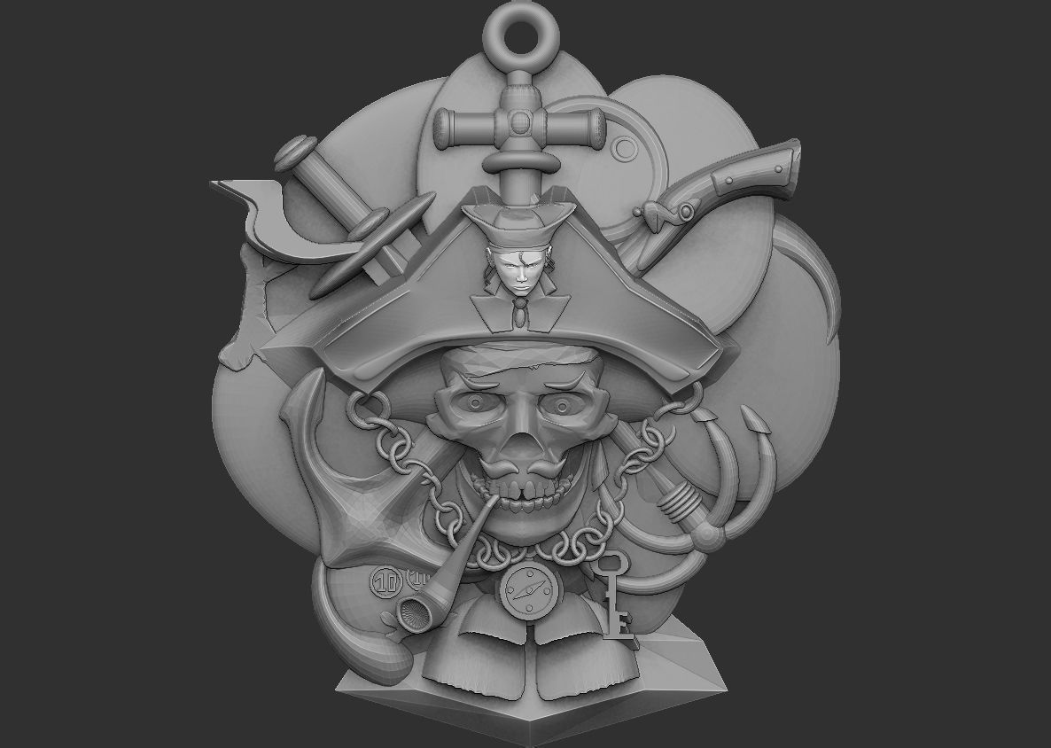 Pirate Pendant 3D print model_5