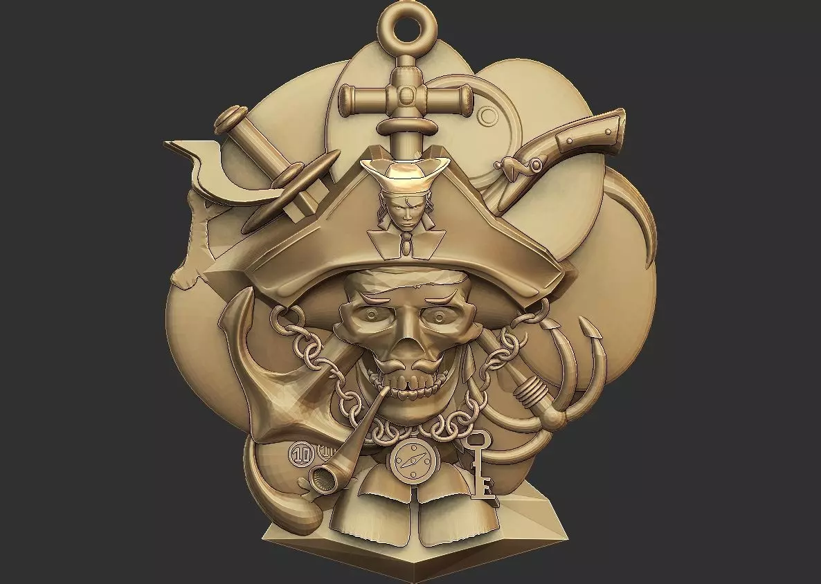 Pirate Pendant 3D print model_0