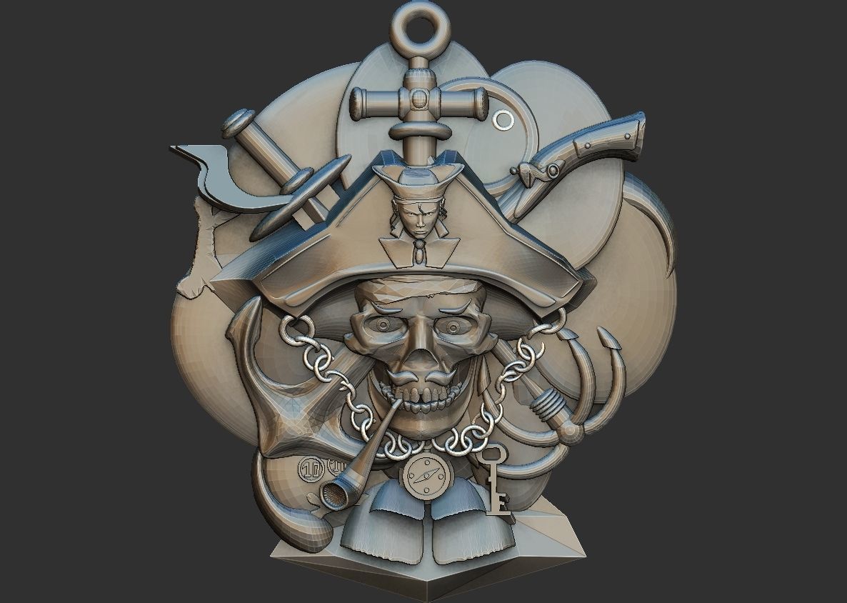 Pirate Pendant 3D print model_2