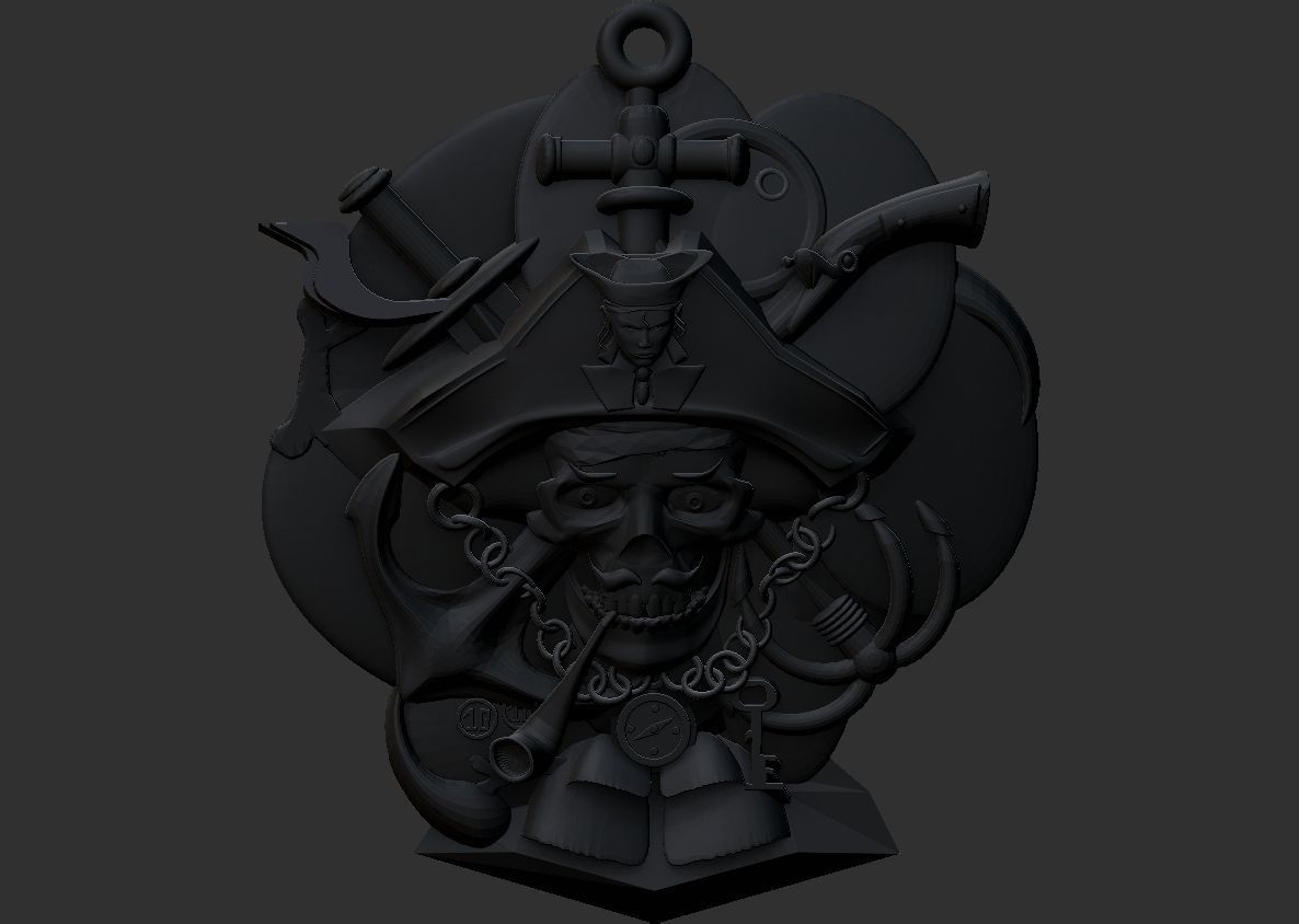 Pirate Pendant 3D print model_4