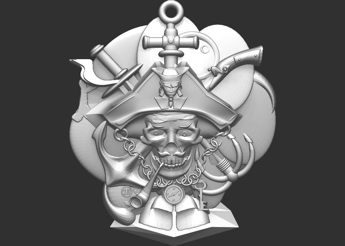 Pirate Pendant 3D print model_1