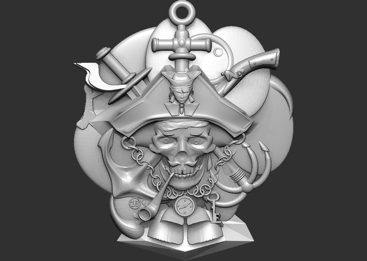 Pirate Pendant 3D print model_8