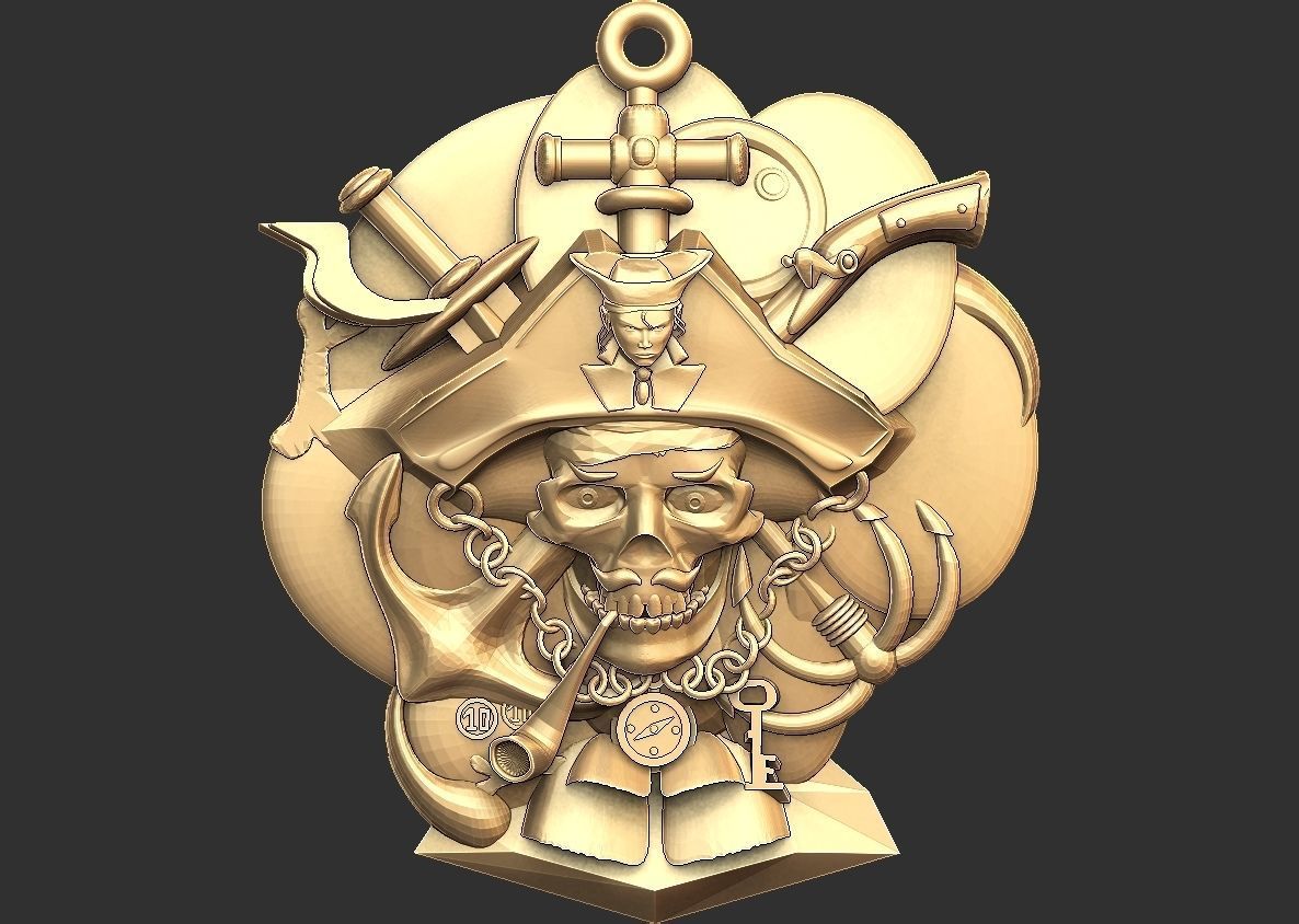 Pirate Pendant 3D print model_7
