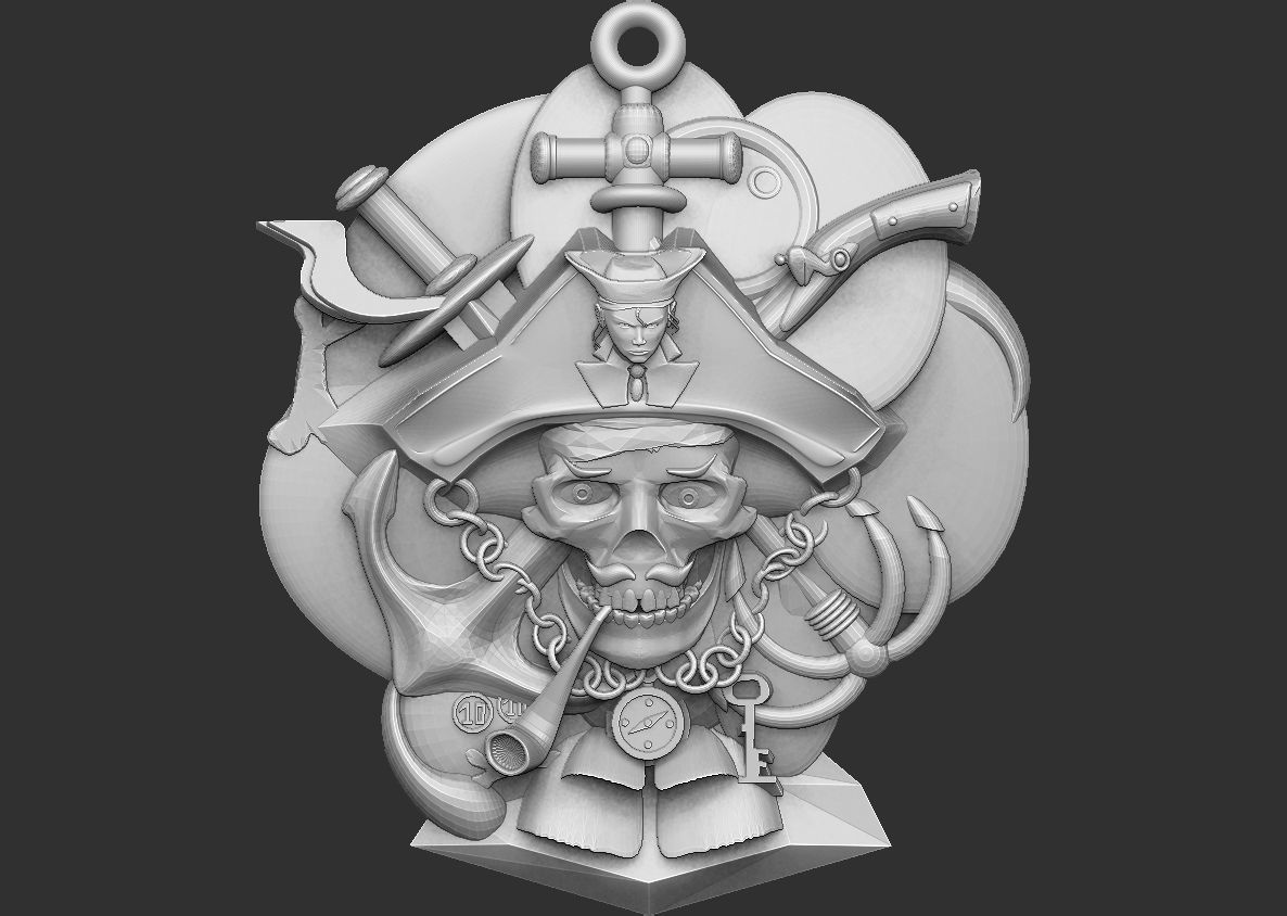 Pirate Pendant 3D print model_6