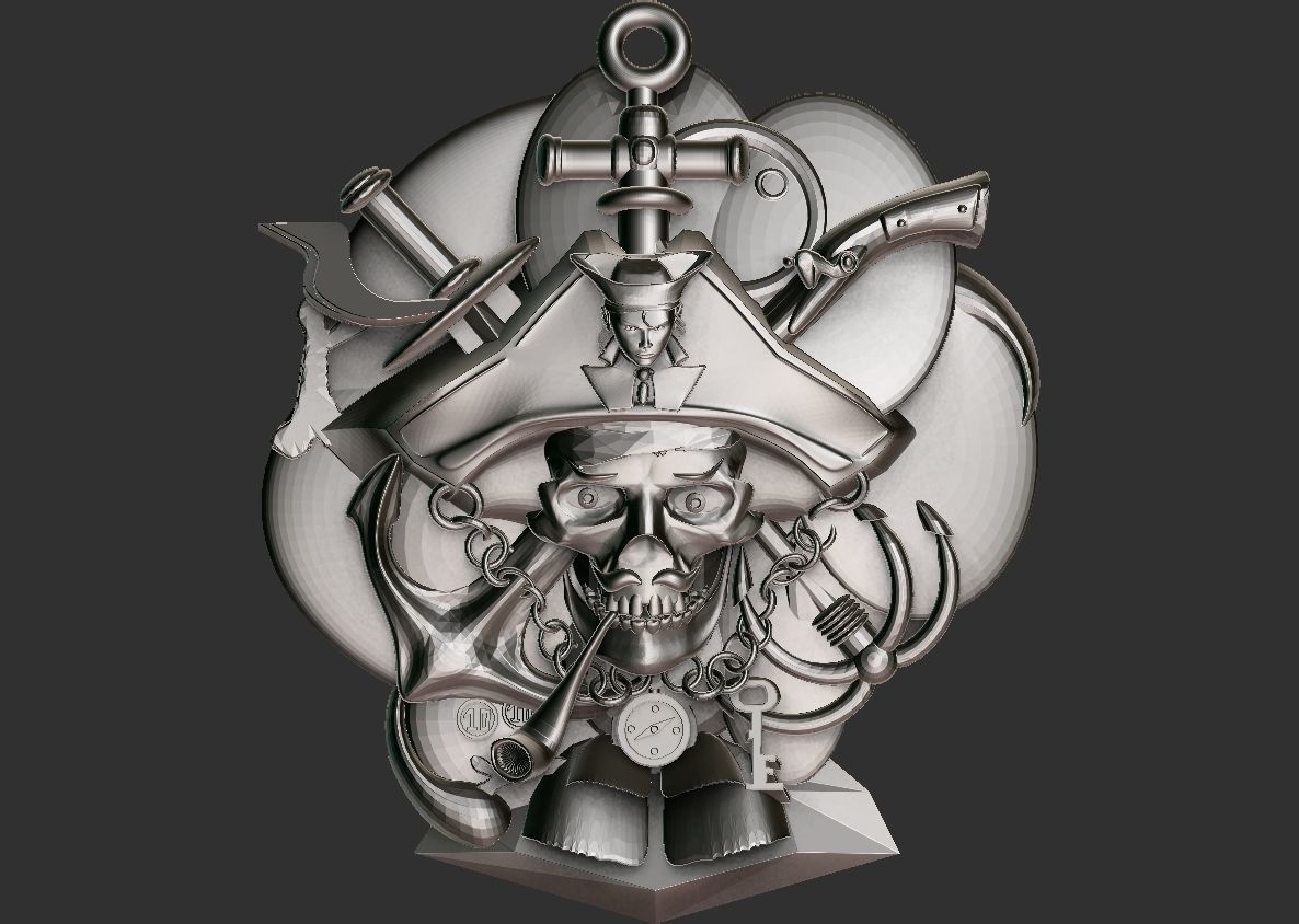 Pirate Pendant 3D print model_3