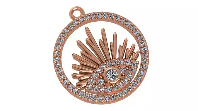 Evil Eye Light Charm Pendant Necklace 3D print model
