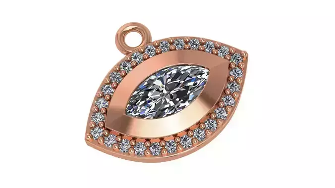 Evil Eye Light Charm Pendant Necklace 3D print model