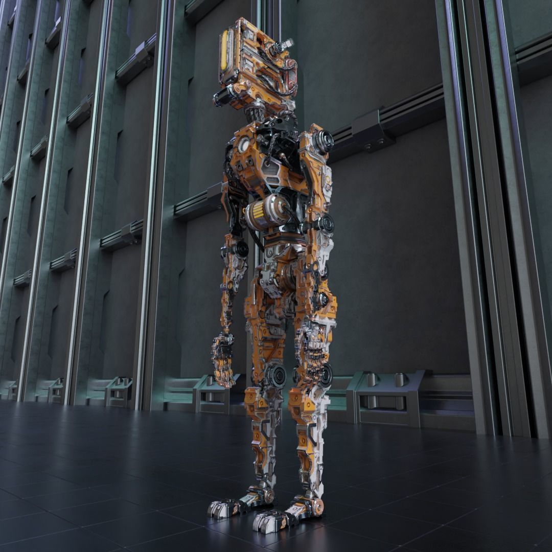 Robot Sci-fi Low-poly 3D model_3