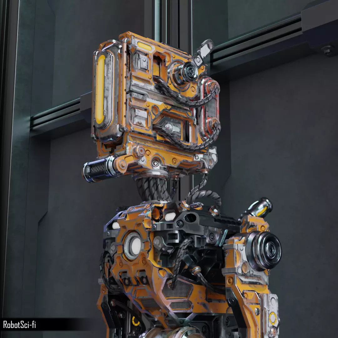 Robot Sci-fi Low-poly 3D model_0