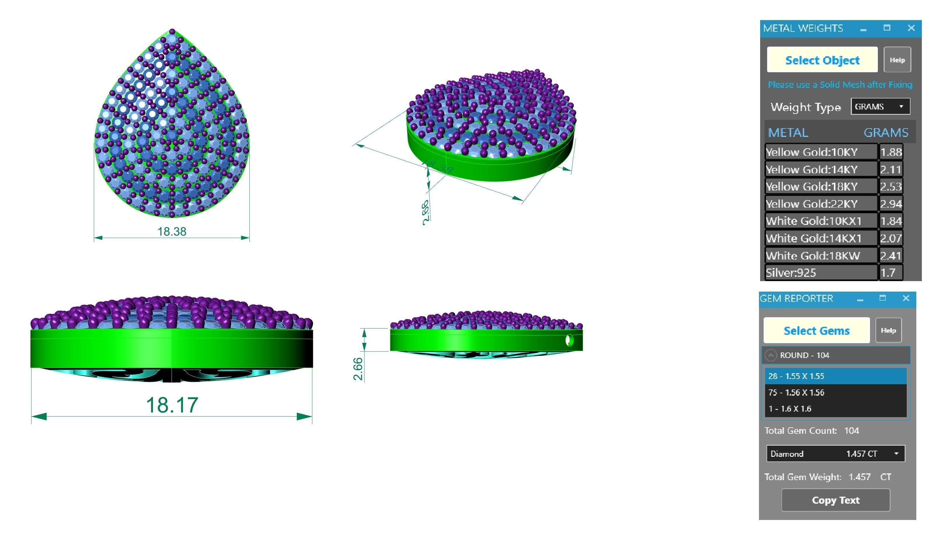 Pear Light Charm Pendant Necklace 3D print model_3