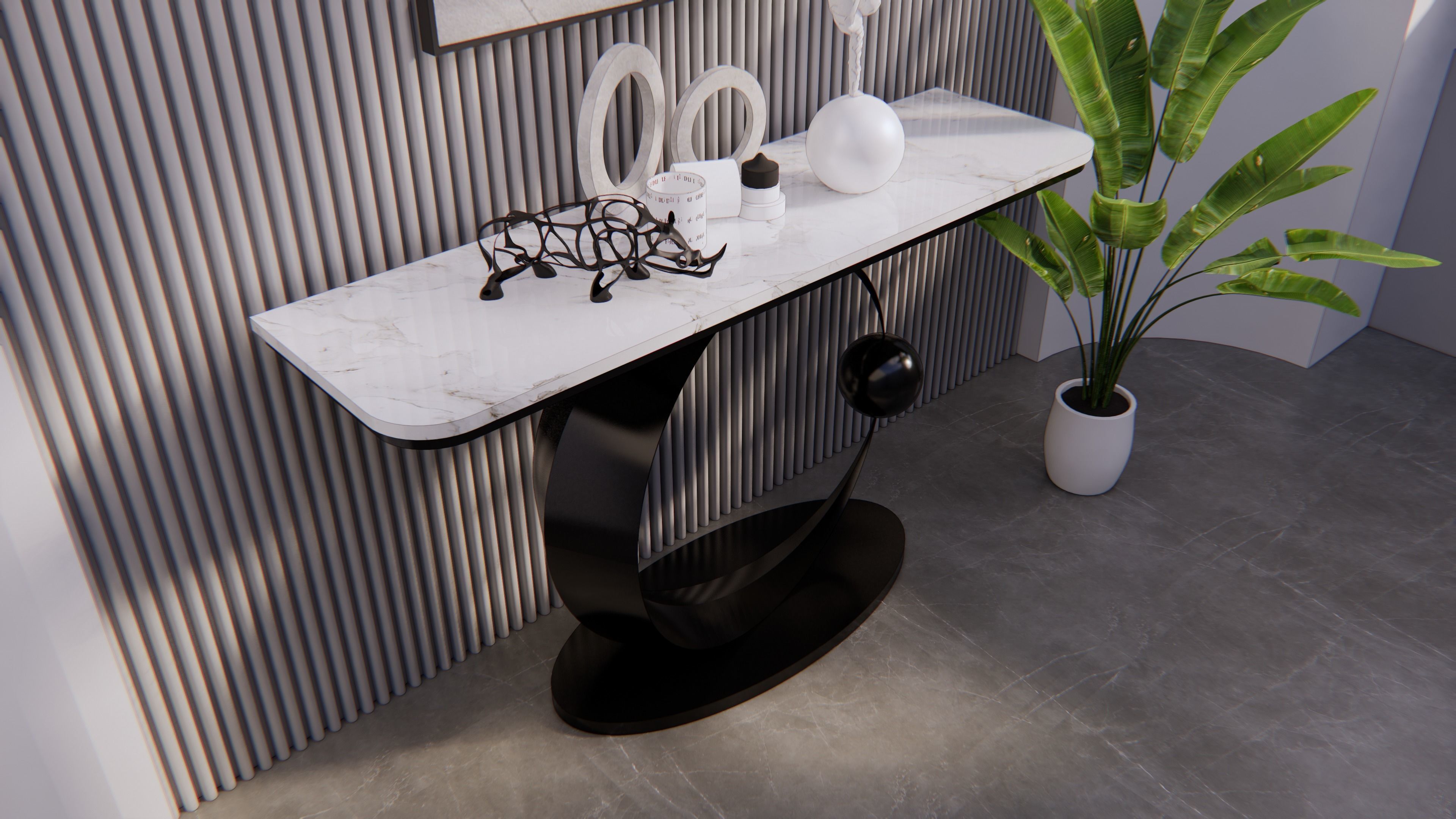 Console table minimalist 3D model_2