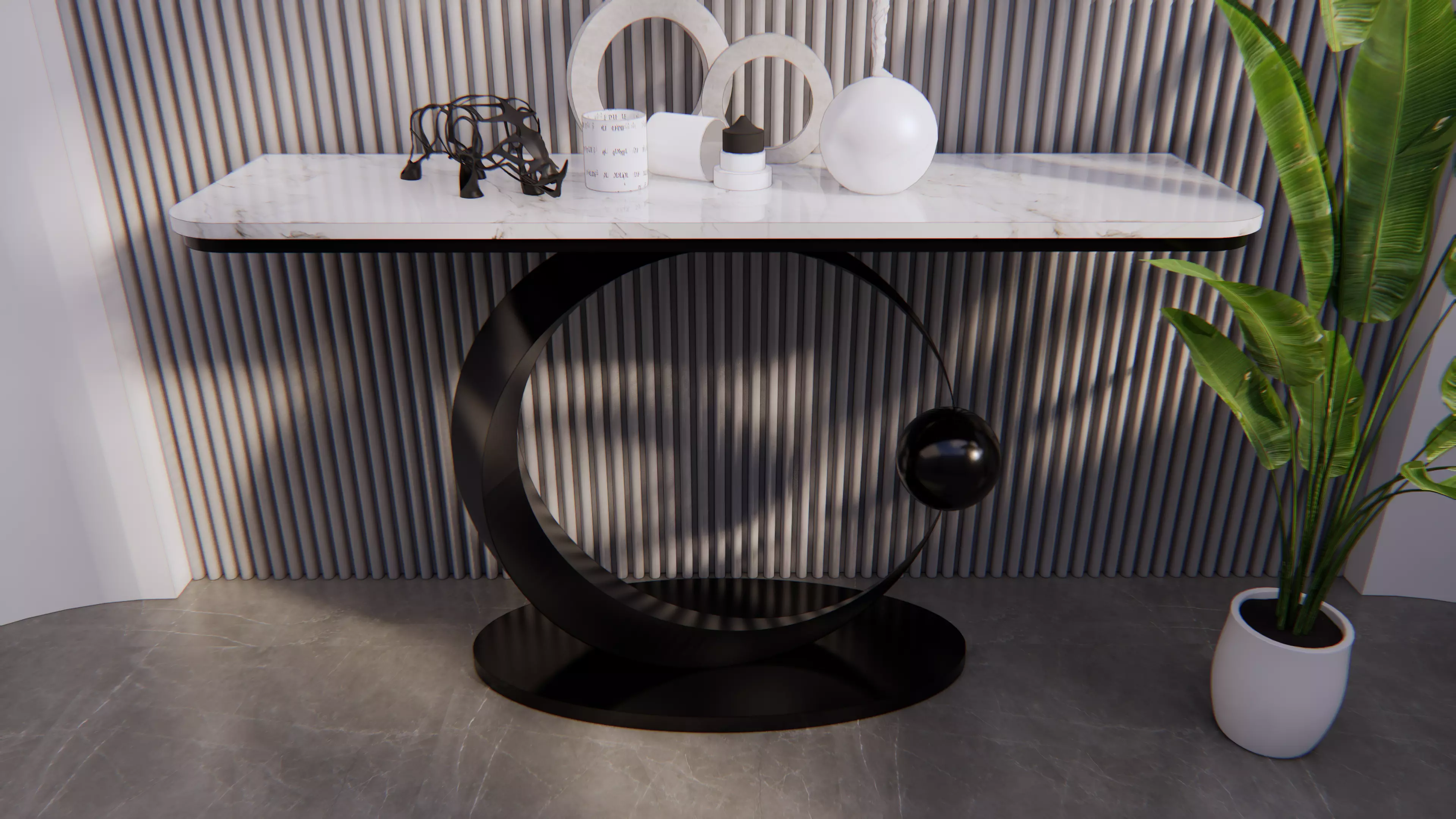 Console table minimalist 3D model_0