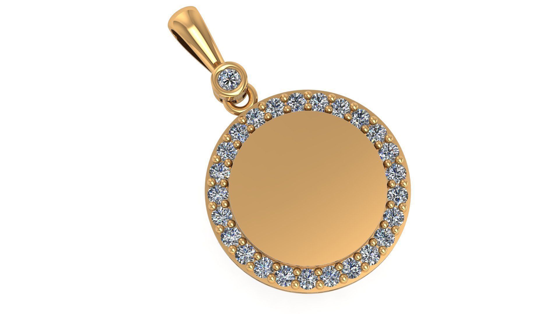 Round Circle Light Charm Pendant Necklace 3D print model_1