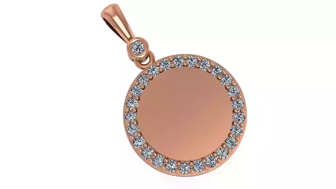 Round Circle Light Charm Pendant Necklace 3D print model