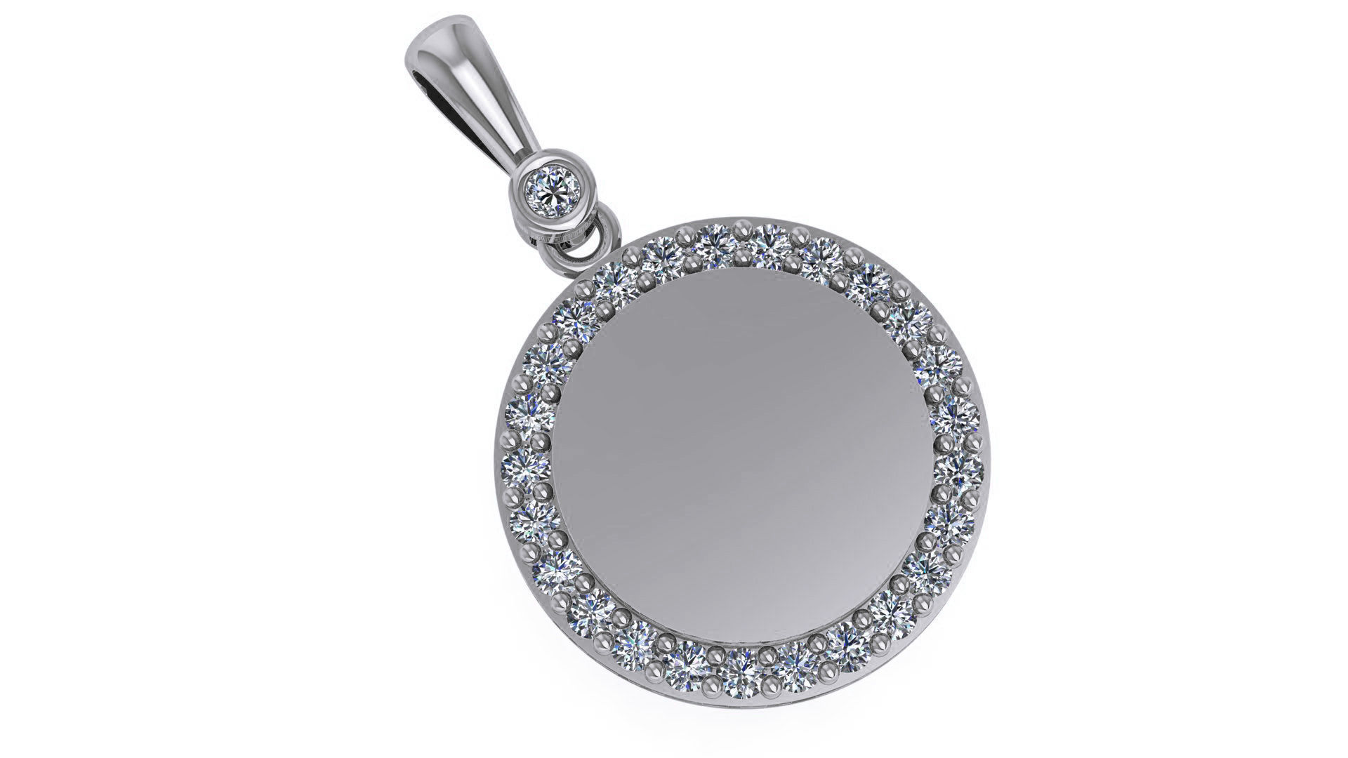 Round Circle Light Charm Pendant Necklace 3D print model_2