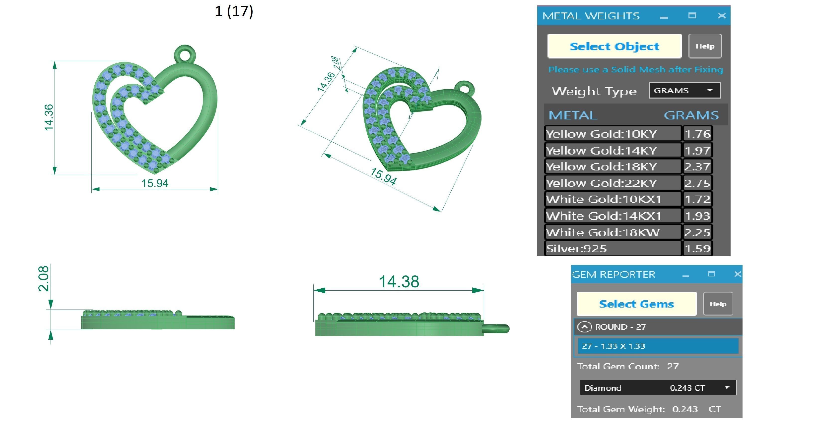 Heart Love Valentine Light Charm Pendant Necklace 3D print model_3