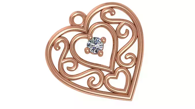 Heart Love Valentine Light Charm Pendant Necklace 3D print model