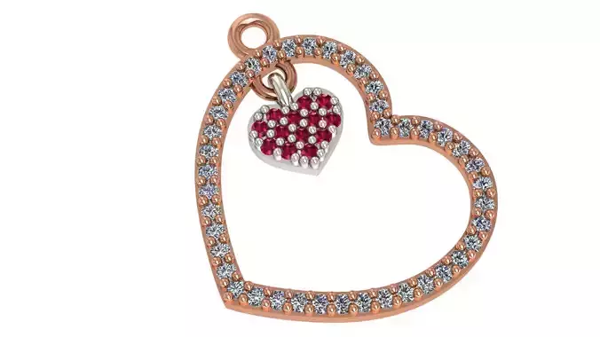 Heart Love Valentine Light Charm Pendant Necklace 3D print model