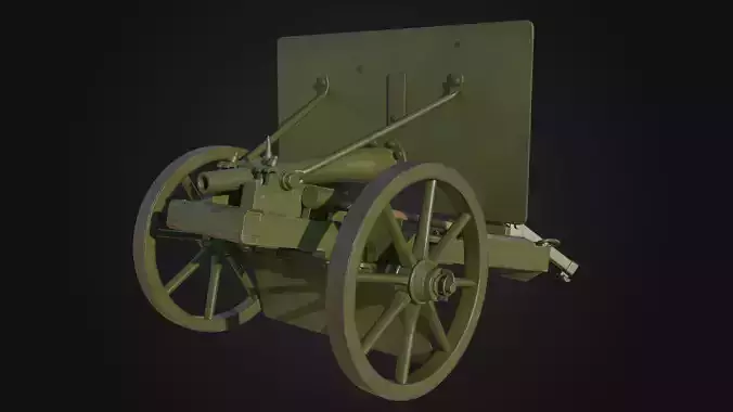 37mm Rosenberg gun Low-poly 3D model