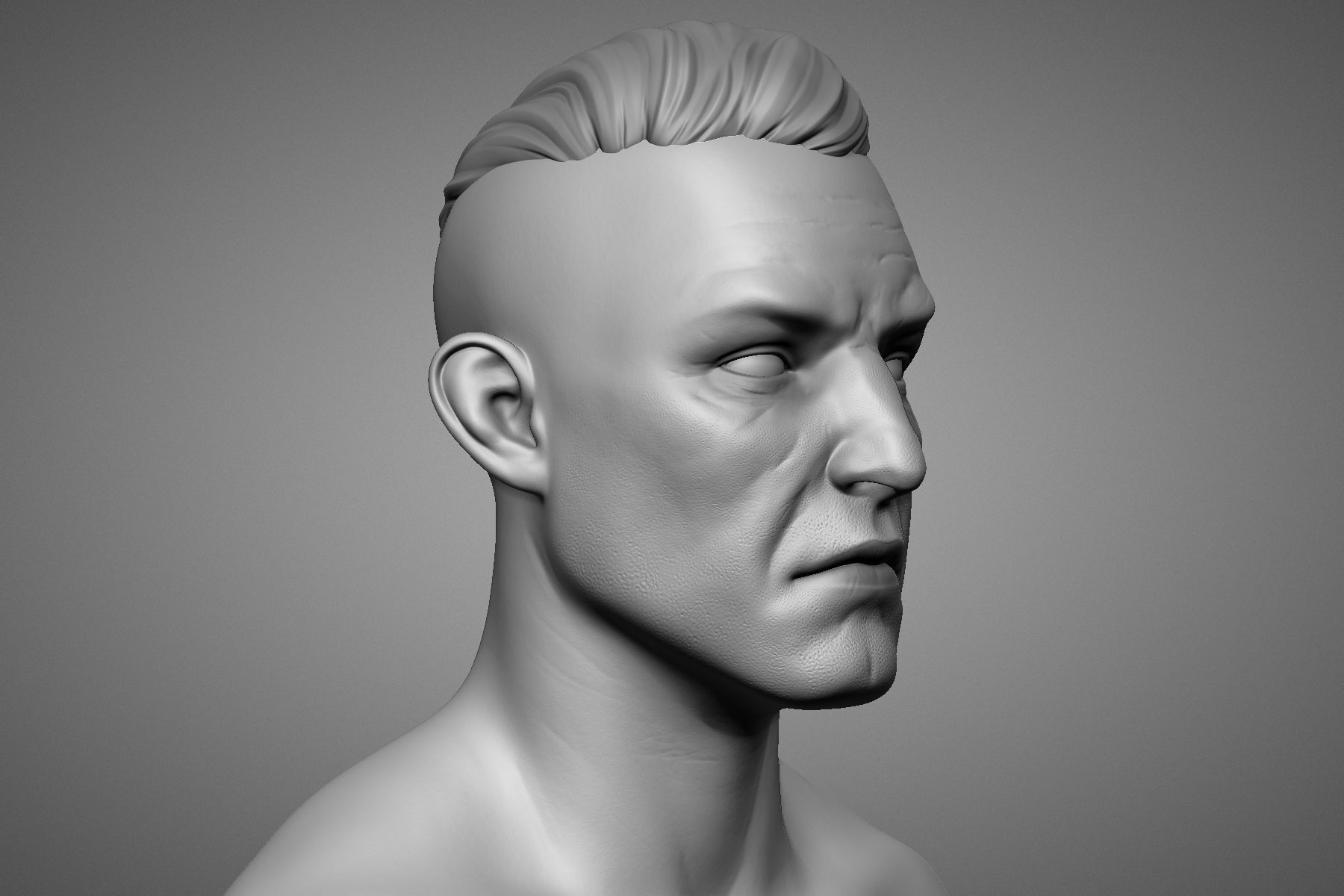 Brute Male Head Sculpt 1 3D model_9