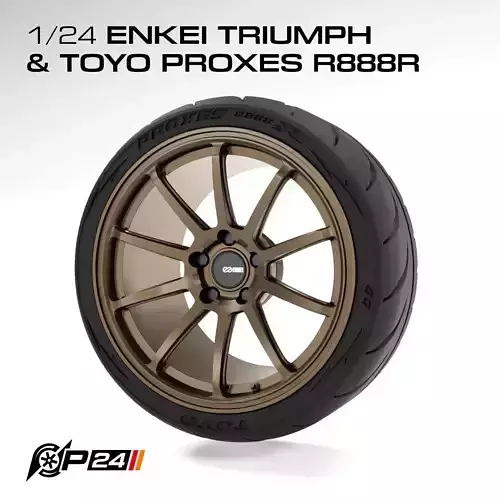 1-24 18INCH ENKEI TRIUMPH with TOYO PROXES R888R COMBO 3D print model