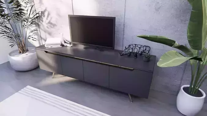 TV Stand minimalist with accent stainless