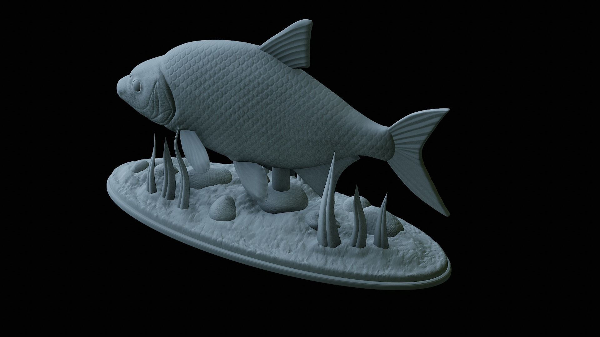 fish Common bream statue underwater detailed texture 3D print model_14