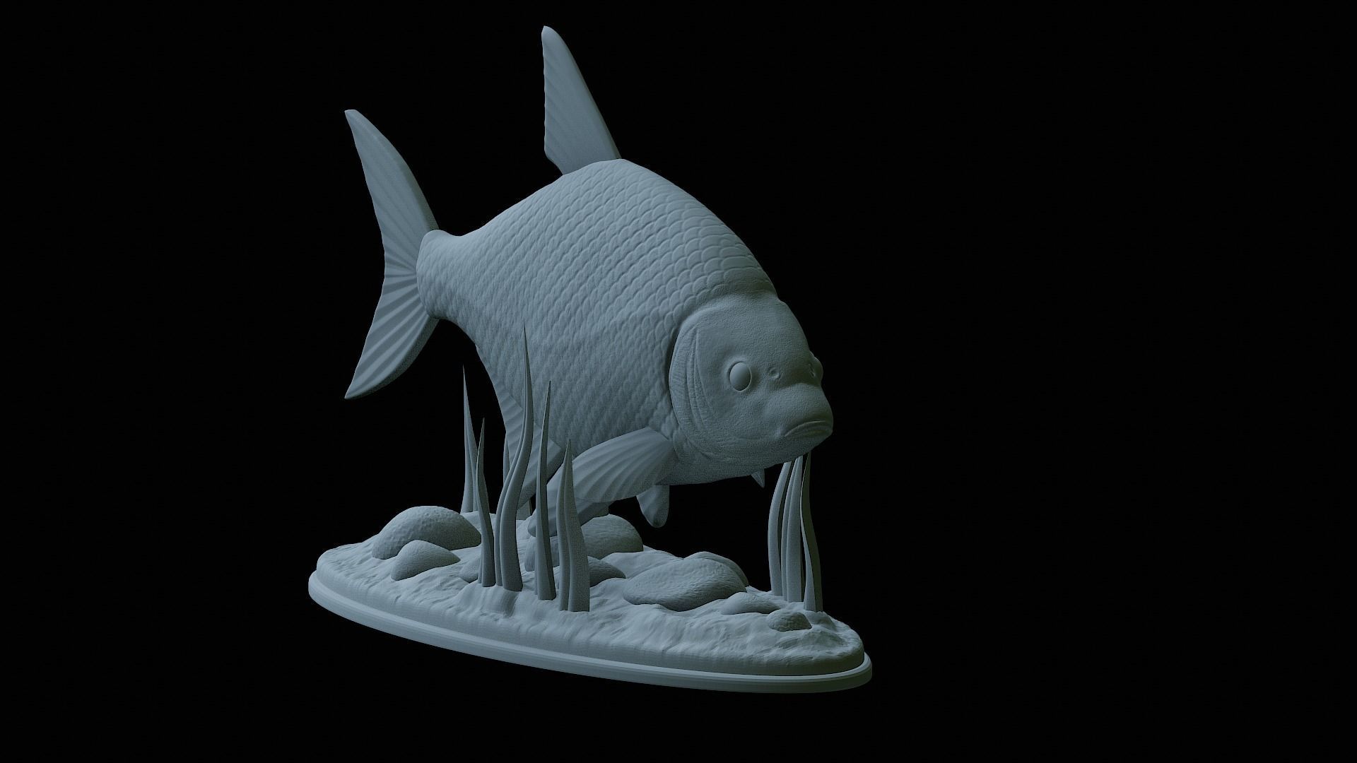 fish Common bream statue underwater detailed texture 3D print model_26